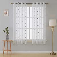 Deconovo Cortinas Visillos para Ventana Cortina Transparente con Ojales para Dormitorio 2 Piezas 140 x 138 cm Gris
